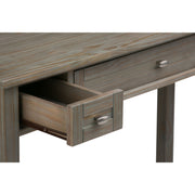 Handcrafted Warm Shaker writing desk by Simpli-Home with a natural wood finish and clean, simple design for home office use.