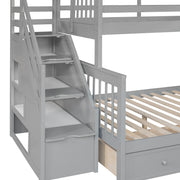 Solid L Shaped Bunk Bed With 3 Drawers, Ladder And Staircase - R&R Furniture Gallery (Fountain Valley, CA)