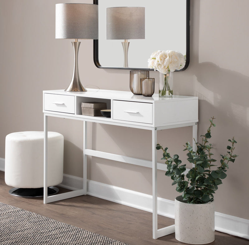 Lumi Source Lenuxe contemporary semi-gloss table lamp set, modern design with sleek semi-gloss finish, two stylish lamps for home decor.