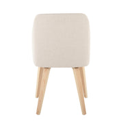Lumi Source Toriano mid-century modern dining chair set with solid wood legs, in natural/cream or walnut/beige color, featuring stylish design.