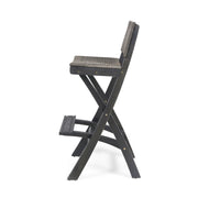 Outdoor Folding Acacia Wood Barstools With Rattan Backrest And Seat - R&R Furniture Gallery (Fountain Valley, CA)