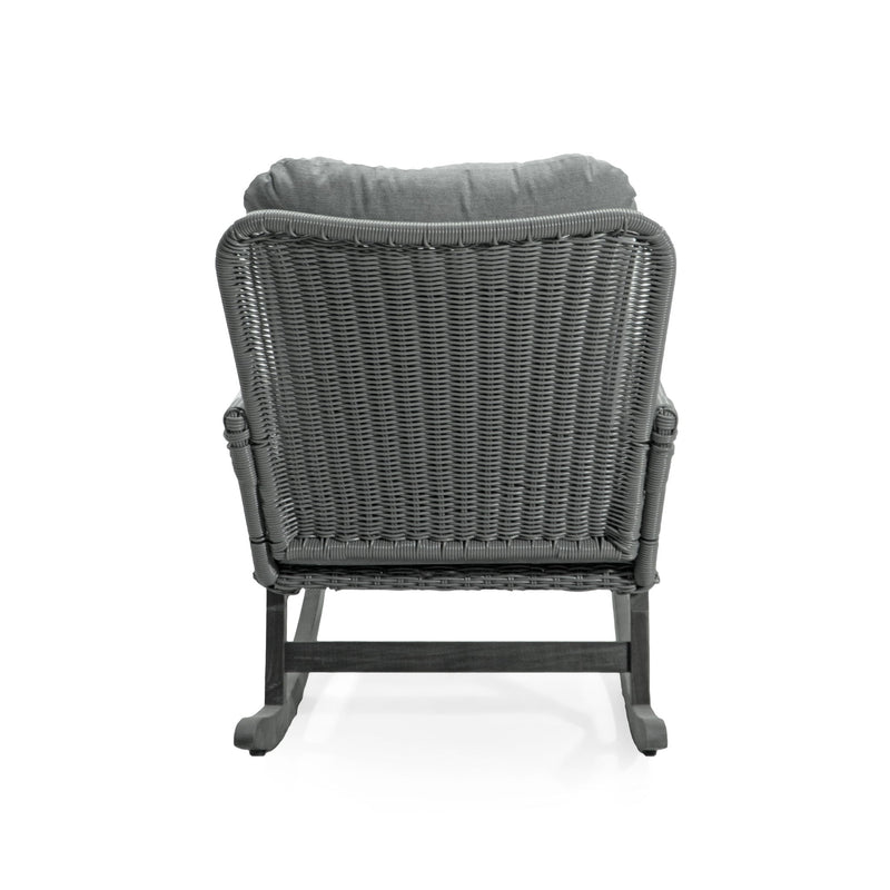 Contemporary Minimalist Wicker Rocking Chair With Soft Cushions
