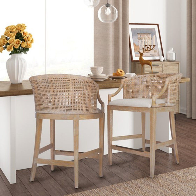 Casual Handcrafted Rattan Counter Stool - R&R Furniture Gallery (Fountain Valley, CA)