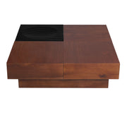 Italian Retro Inspired Acacia Wood Storage Coffee Table - Brown / Black - R&R Furniture Gallery (Fountain Valley, CA)