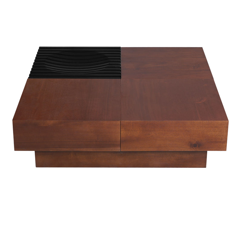 Italian Retro Inspired Acacia Wood Storage Coffee Table - Brown / Black - R&R Furniture Gallery (Fountain Valley, CA)
