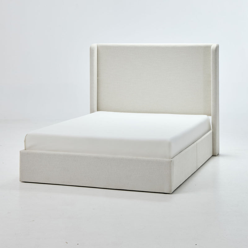Carmen - Minimalist Upholstered Wingback Bed Frame With High Headboard - R&R Furniture Gallery (Fountain Valley, CA)