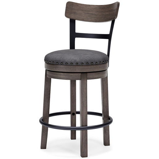 Caitbrook - UPH Swivel Barstool  - Gray - R&R Furniture Gallery (Fountain Valley, CA)