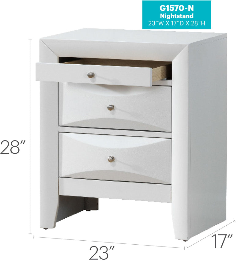 Modern design accent nightstand by Glory Furniture with a sleek wooden finish and minimalist drawer for bedroom storage.