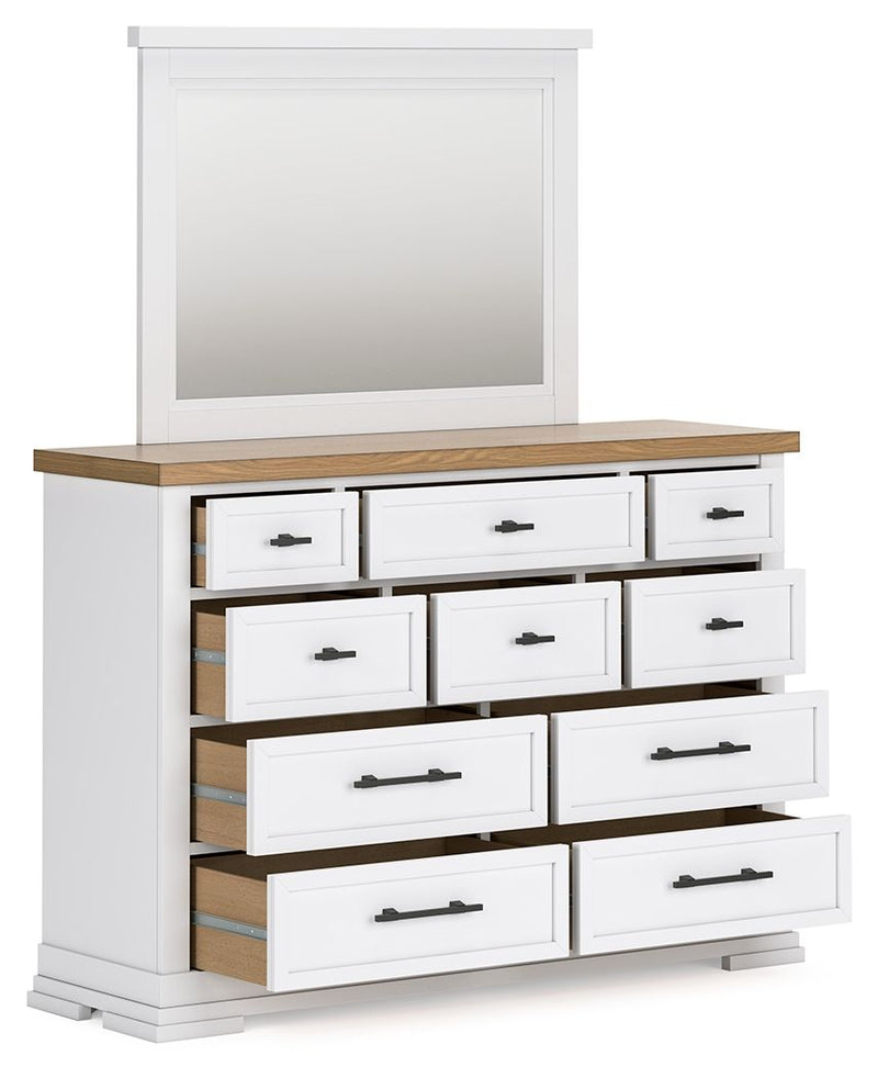 Ashbryn - Dresser And Mirror - White / Natural - R&R Furniture Gallery (Fountain Valley, CA)