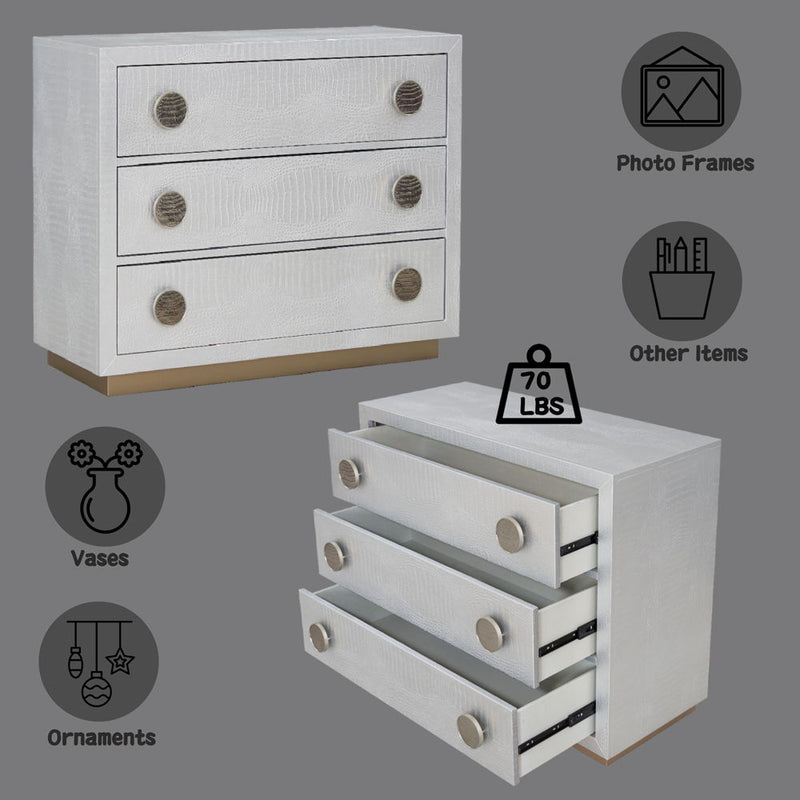 Anpu - Console Cabinet - Silver Faux Crocodile Skin - R&R Furniture Gallery (Fountain Valley, CA)