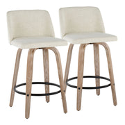 Toriano - Contemporary Fixed Height Counter Stool Swivel & Round Footrest (Set of 2) - R&R Furniture Gallery (Fountain Valley, CA)