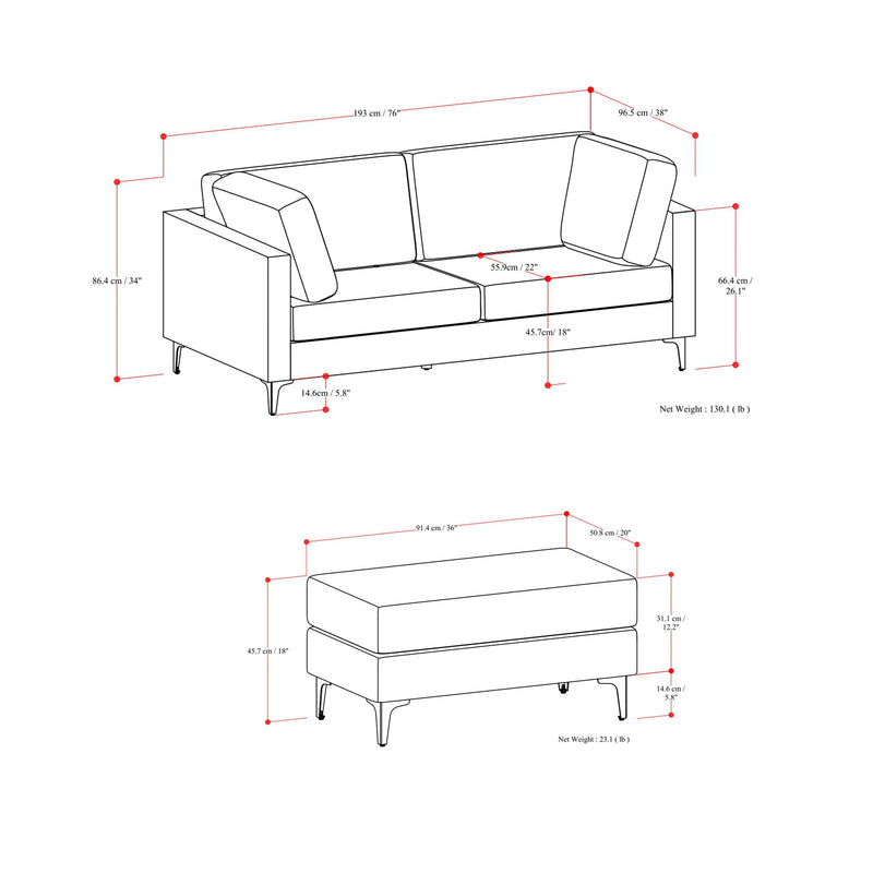 Ava - Mid Century Sofa With Ottoman Set - R&R Furniture Gallery (Fountain Valley, CA)