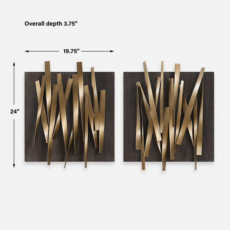 Crosshatch - Metal Wall Decor (Set of 2) - Dark Brown
