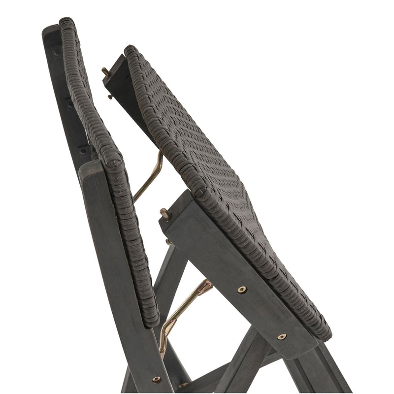 Outdoor Folding Acacia Wood Barstools With Rattan Backrest And Seat - R&R Furniture Gallery (Fountain Valley, CA)