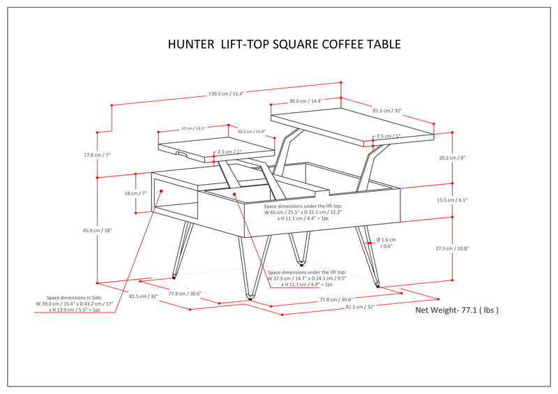Hunter - Lift Top Square Coffee Table - Natural - R&R Furniture Gallery (Fountain Valley, CA)
