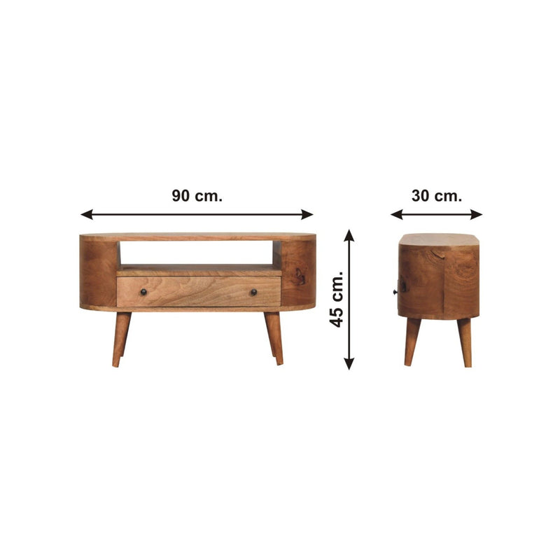 Modern Mini Rounded Entertainment Unit - Oak - R&R Furniture Gallery (Fountain Valley, CA)