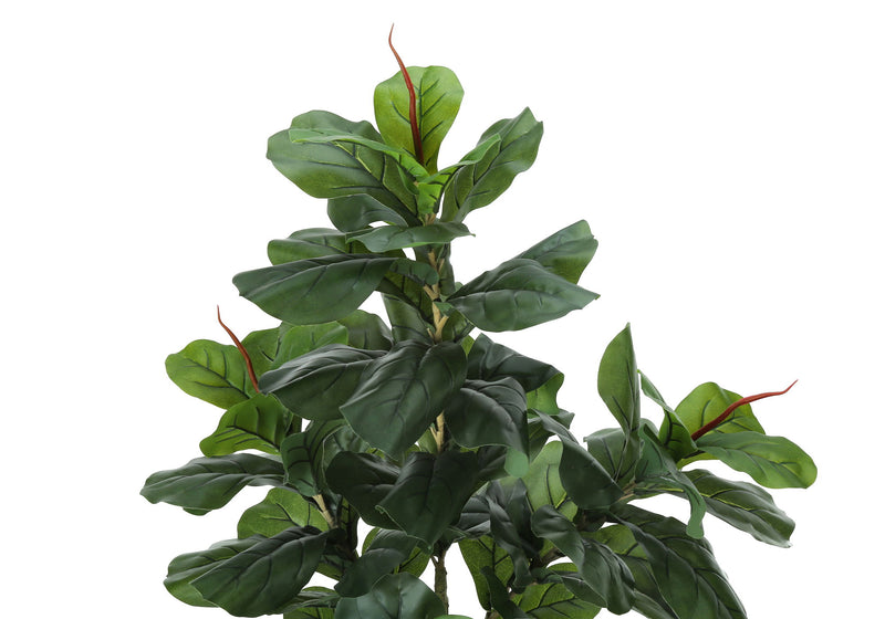 47" Tall, Artificial Plant, Fiddle Tree, Indoor, Faux, Fake, Floor, Greenery, Potted, Real Touch, Decorative - Green / Black - R&R Furniture Gallery (Fountain Valley, CA)