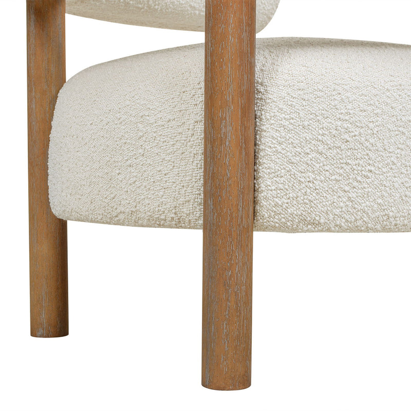 Fuji - Mid Century Modern Barrel Accent Arm Chair - Ivory White - R&R Furniture Gallery (Fountain Valley, CA)