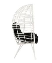 Galzed - Patio Lounge Chair - Black Fabric & White Wicker - R&R Furniture Gallery (Fountain Valley, CA)