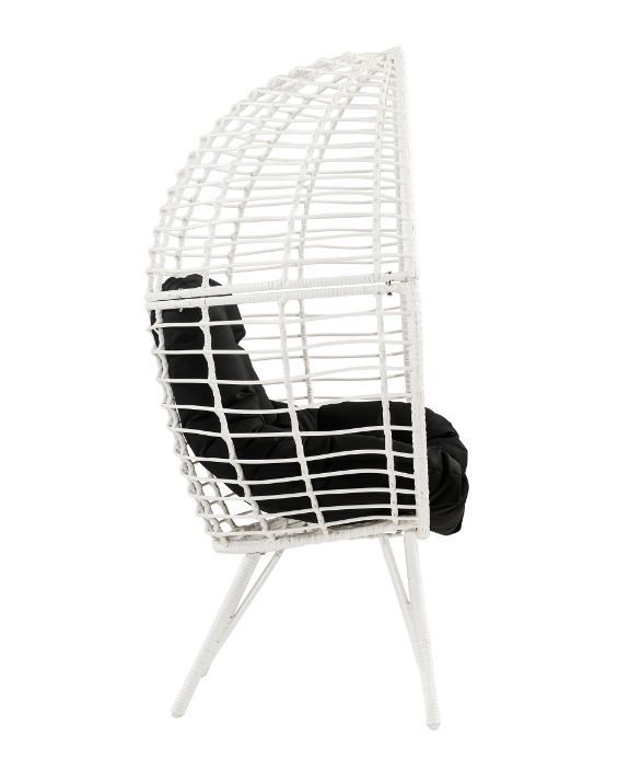 Galzed - Patio Lounge Chair - Black Fabric & White Wicker - R&R Furniture Gallery (Fountain Valley, CA)