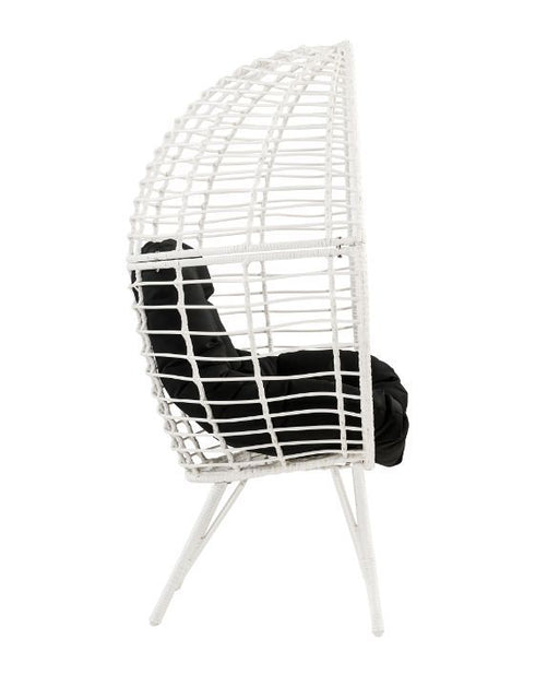 Galzed - Patio Lounge Chair - Black Fabric & White Wicker - R&R Furniture Gallery (Fountain Valley, CA)