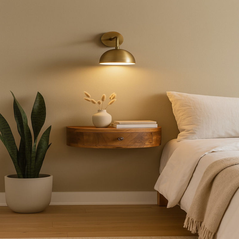 Wall Mounted Rounded Nightstand - Oak - R&R Furniture Gallery (Fountain Valley, CA)