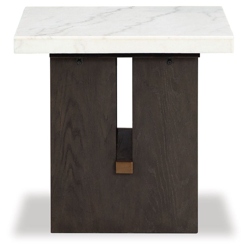 Burkhaus - Rectangular End Table - White / Dark Brown - R&R Furniture Gallery (Fountain Valley, CA)