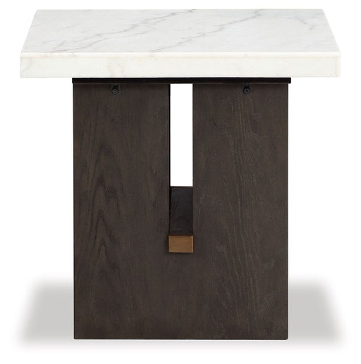Burkhaus - Rectangular End Table - White / Dark Brown - R&R Furniture Gallery (Fountain Valley, CA)