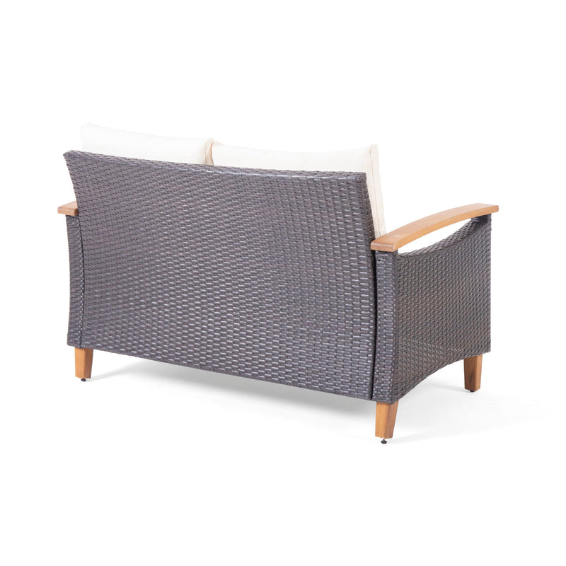 Isla - Transitional Chat Set With Water Resistant Cushions - Teak - R&R Furniture Gallery (Fountain Valley, CA)