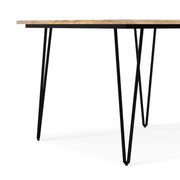 Simpli-Home Hunter square tabletop dining table with wooden finish and sturdy legs, ideal for modern dining spaces.