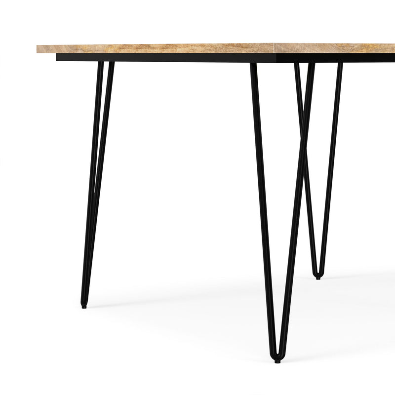 Simpli-Home Hunter square tabletop dining table with wooden finish and sturdy legs, ideal for modern dining spaces.