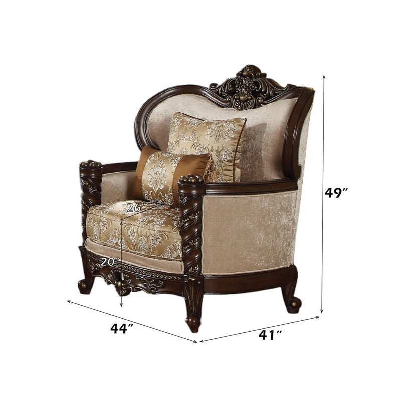 Devayne - Chair With 2 Pillows (Same Lv01584) - Pattern Fabric & Dark Walnut - R&R Furniture Gallery (Fountain Valley, CA)