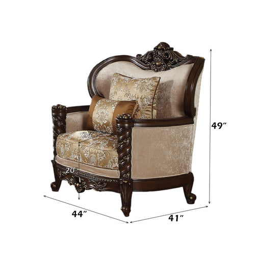 Devayne - Chair With 2 Pillows (Same Lv01584) - Pattern Fabric & Dark Walnut - R&R Furniture Gallery (Fountain Valley, CA)