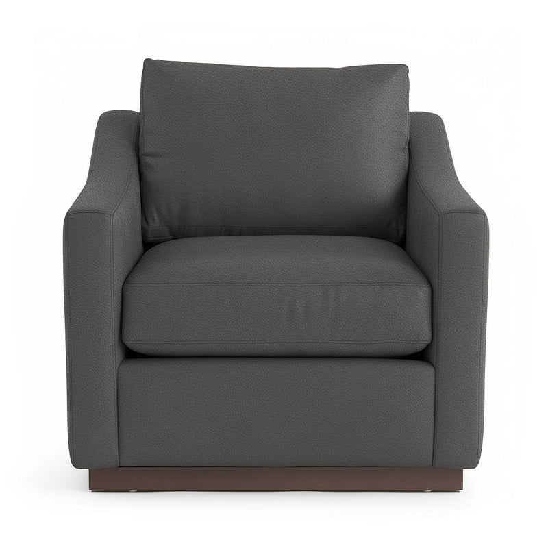 Classic Home Aspen accent arm chair with plush upholstery and wooden legs, shown in a cozy living room setting.