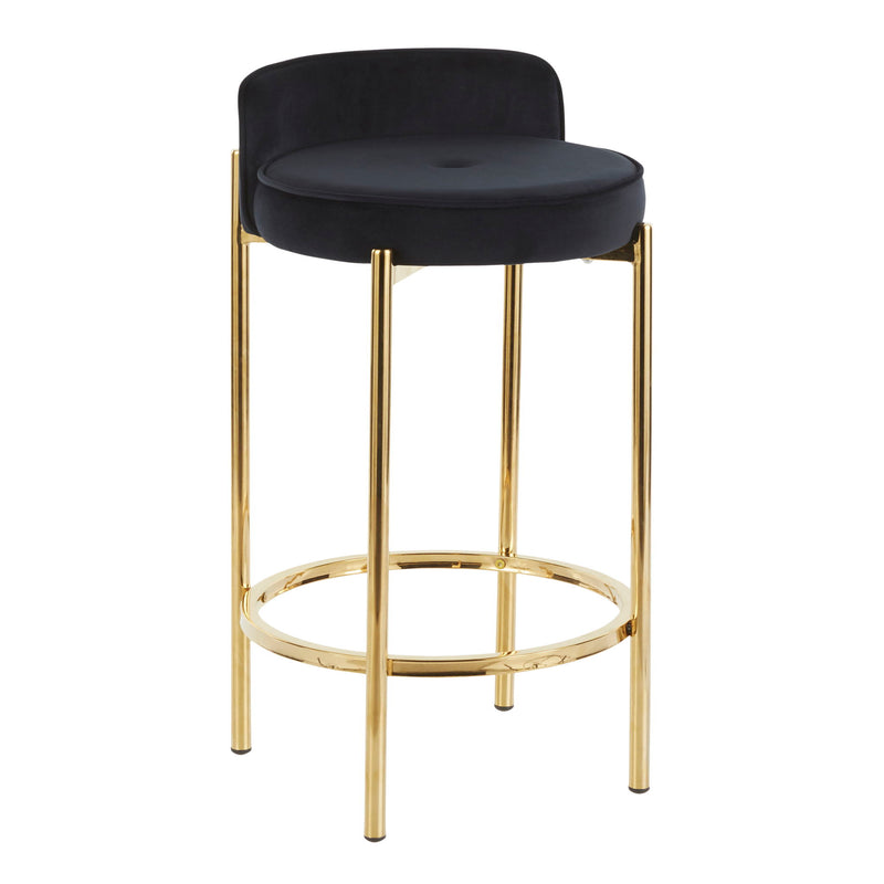 Lumi Source Chloe contemporary counter stool set with sleek design, featuring metal frames and cushioned seats for modern kitchen or bar.