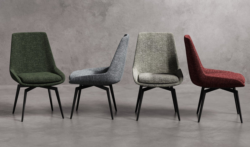 CEO 180 Degree Return Swivel Upholstered Dining Chair in Olive