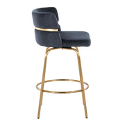 Lumi Source Cinch Glam Art Deco fixed height counter stool set with swivel, round footrest, and stylish design.