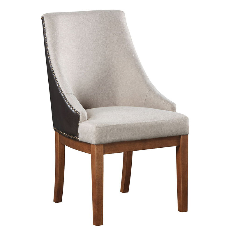 Gilsea - Fabric & Synthetic Leather Side Chair (Set of 2) - Beige & Brown Finish - R&R Furniture Gallery (Fountain Valley, CA)