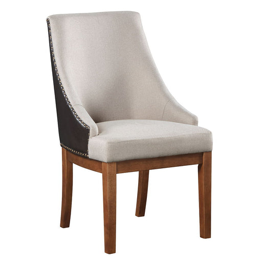 Gilsea - Fabric & Synthetic Leather Side Chair (Set of 2) - Beige & Brown Finish - R&R Furniture Gallery (Fountain Valley, CA)