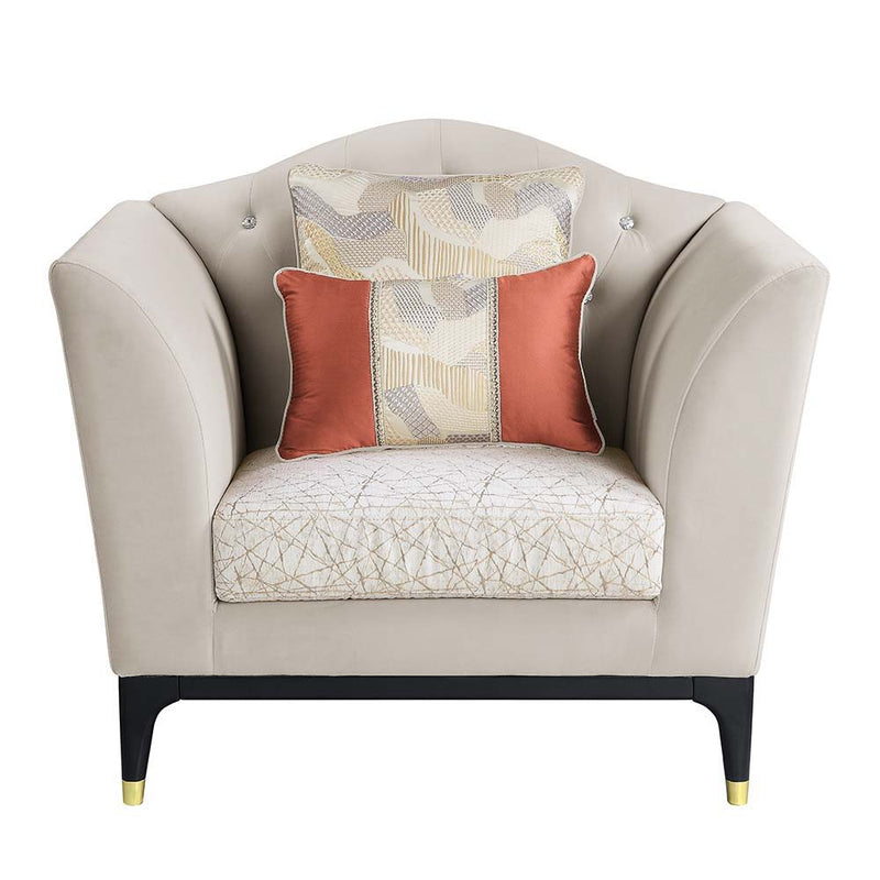 Tayden - Chair With 2 Pillows - Beige Velvet - R&R Furniture Gallery (Fountain Valley, CA)