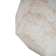 Outdoor / Indoor Lightweight Concrete Side Table, Hexagonal Round Travertine Accent Table - Beige - R&R Furniture Gallery (Fountain Valley, CA)