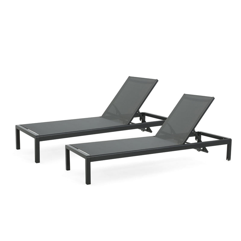 Noble House outdoor patio chaise lounge with five reclining positions, featuring a sleek design and comfortable cushioning.