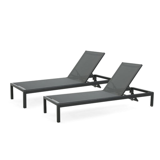 Noble House outdoor patio chaise lounge with five reclining positions, featuring a sleek design and comfortable cushioning.