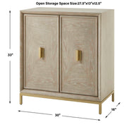 Uttermost Alessia 2-door light brown accent cabinet with sleek design and modern hardware, ideal for stylish storage.