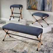 Uttermost Firth accent bench with wooden top and metal legs, stylish furniture piece for entryway or living room decor.