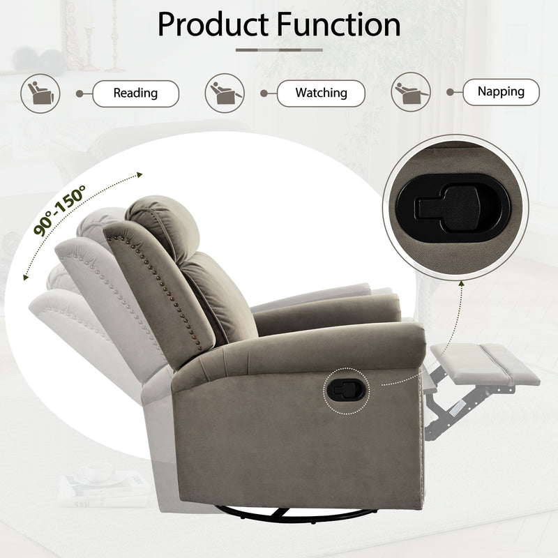 360 Degrees Swivel Recliner Manual Rocking Recliner Home With Adjustable Backrest - R&R Furniture Gallery (Fountain Valley, CA)