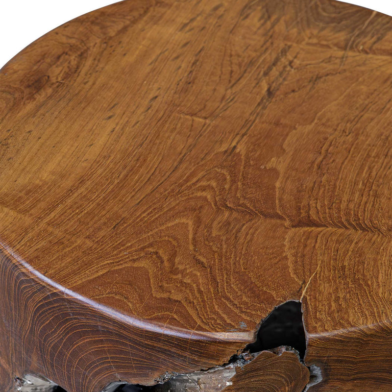 Rafe - Wooden Accent Stool - Silver / Woodtone