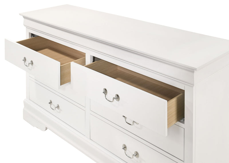 Elegant Louis Phillipe traditional dresser by Glory Furniture with detailed wood finish and classic design.