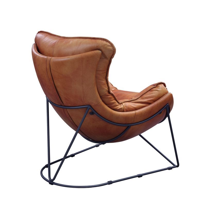 Thurshan - Accent Chair - Aperol Top Grain Leather & Black - R&R Furniture Gallery (Fountain Valley, CA)