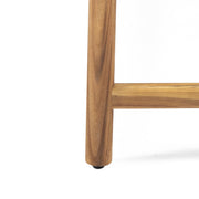 Rustic teak 3-seater bench from Noble House's Cambria collection, featuring a natural wood finish and sturdy design.
